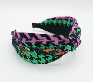 veryshine.com Headband Pink houndstooth check headband multi colored twisted hairband for women