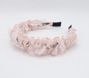 veryshine.com Headband Pink mesh flower ruched headband petal hairband women hair accessory
