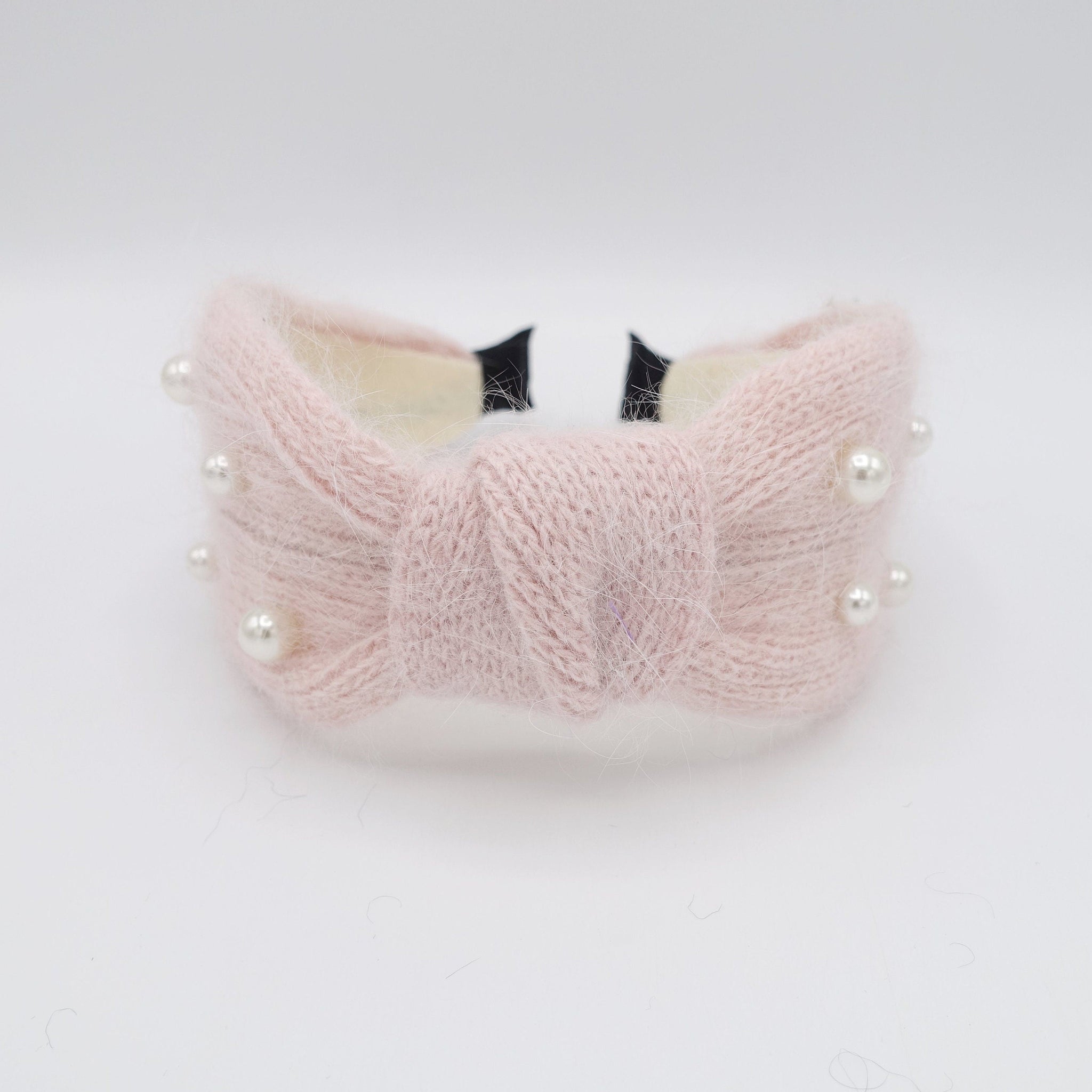 veryshine.com Headband Pink pearl angora knot headband hair accessory for women