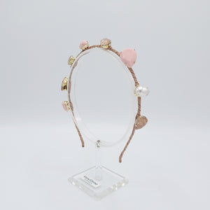 veryshine.com Headband Pink rhinestone beaded headband thin hairband jeweled hair accessory for women