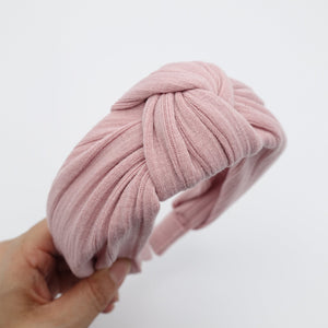 veryshine.com Headband Pink solid corrugated fabric knot headband hairband women hair accessory