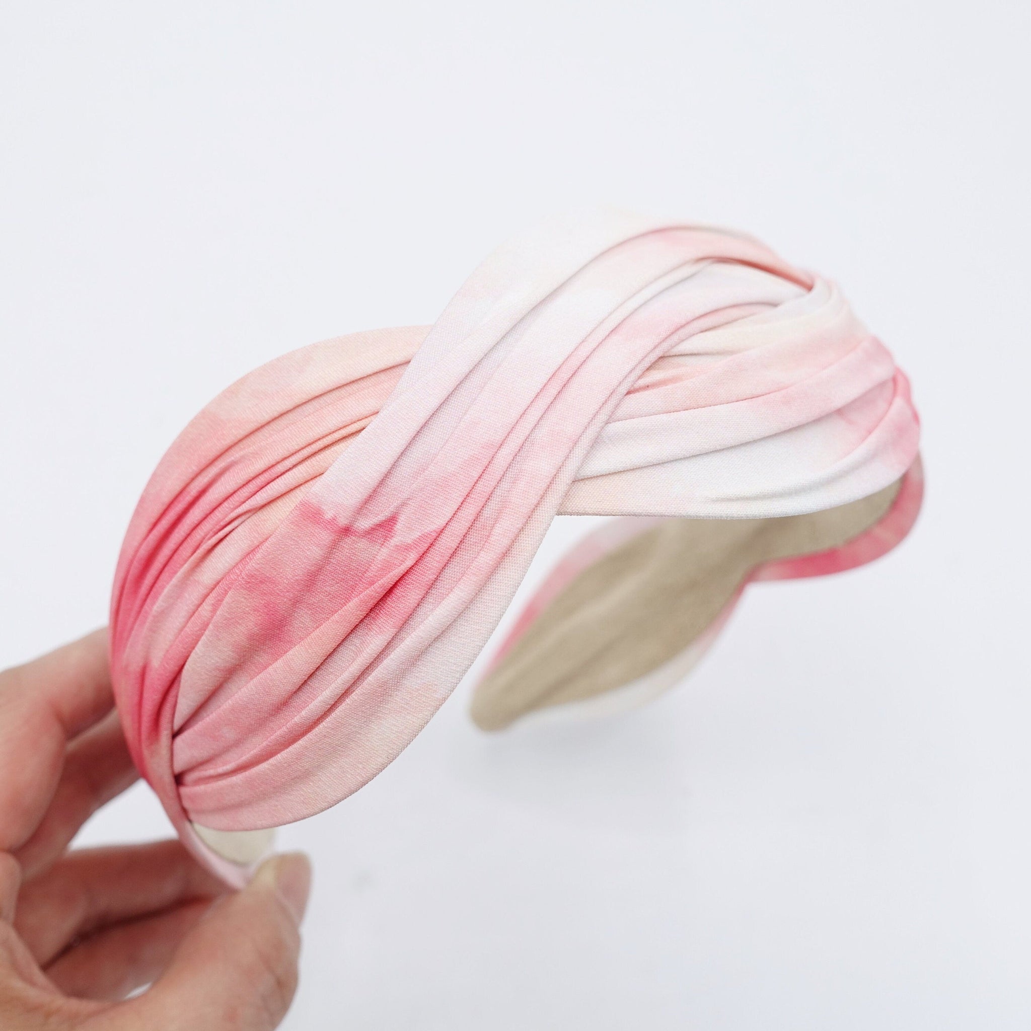 veryshine.com Headband Pink tie dye pattern wave headband cross hairband for women