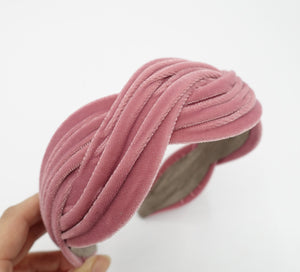 veryshine.com Headband Pink velvet wave headband cross hairband for women