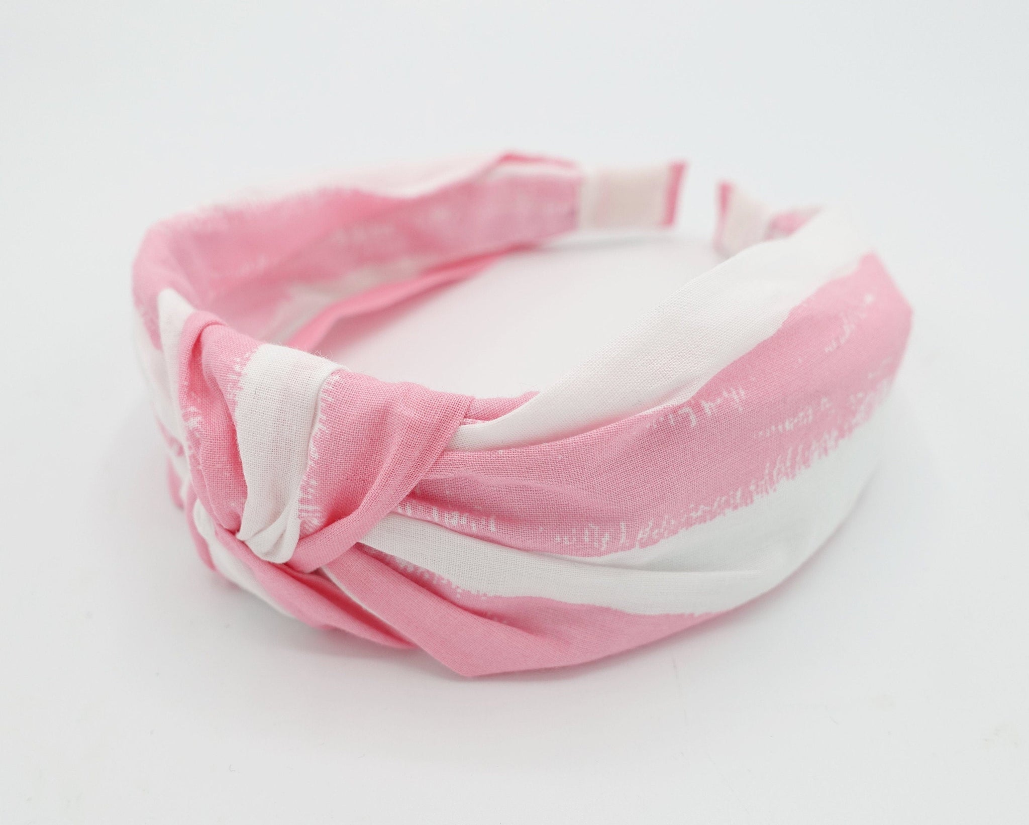 veryshine.com Headband Pink wide stripe print headband knot hairband casual hair accessory for women