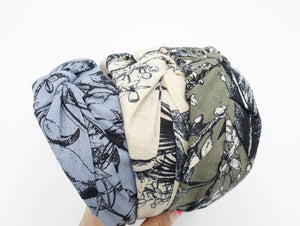 veryshine.com Headband plant flower print  headband front cross twist hairband cotton hair accessory for women