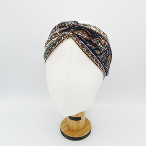 veryshine.com Headband Plum/Khaki floral paisley cross headband print hairturban woman hair accessory