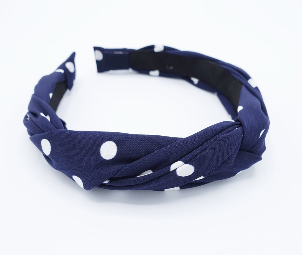 veryshine.com Headband polka dot braided headband thin fabric twisted hairband women hair accessory