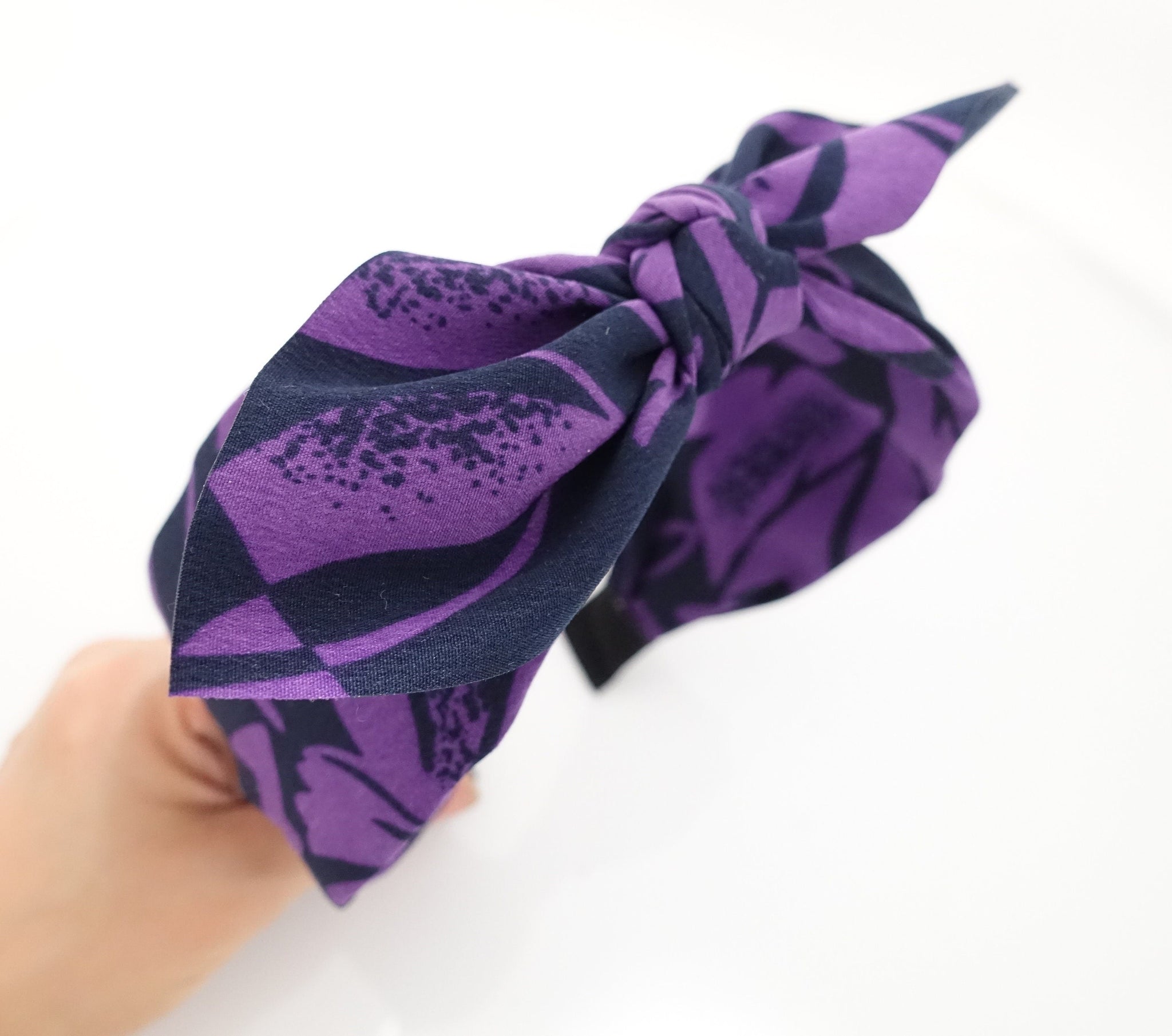 veryshine.com Headband Purple chiffon minimal flower print headband knot hairband women hair accessory