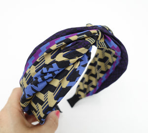veryshine.com Headband Purple houndstooth check headband multi colored twisted hairband for women