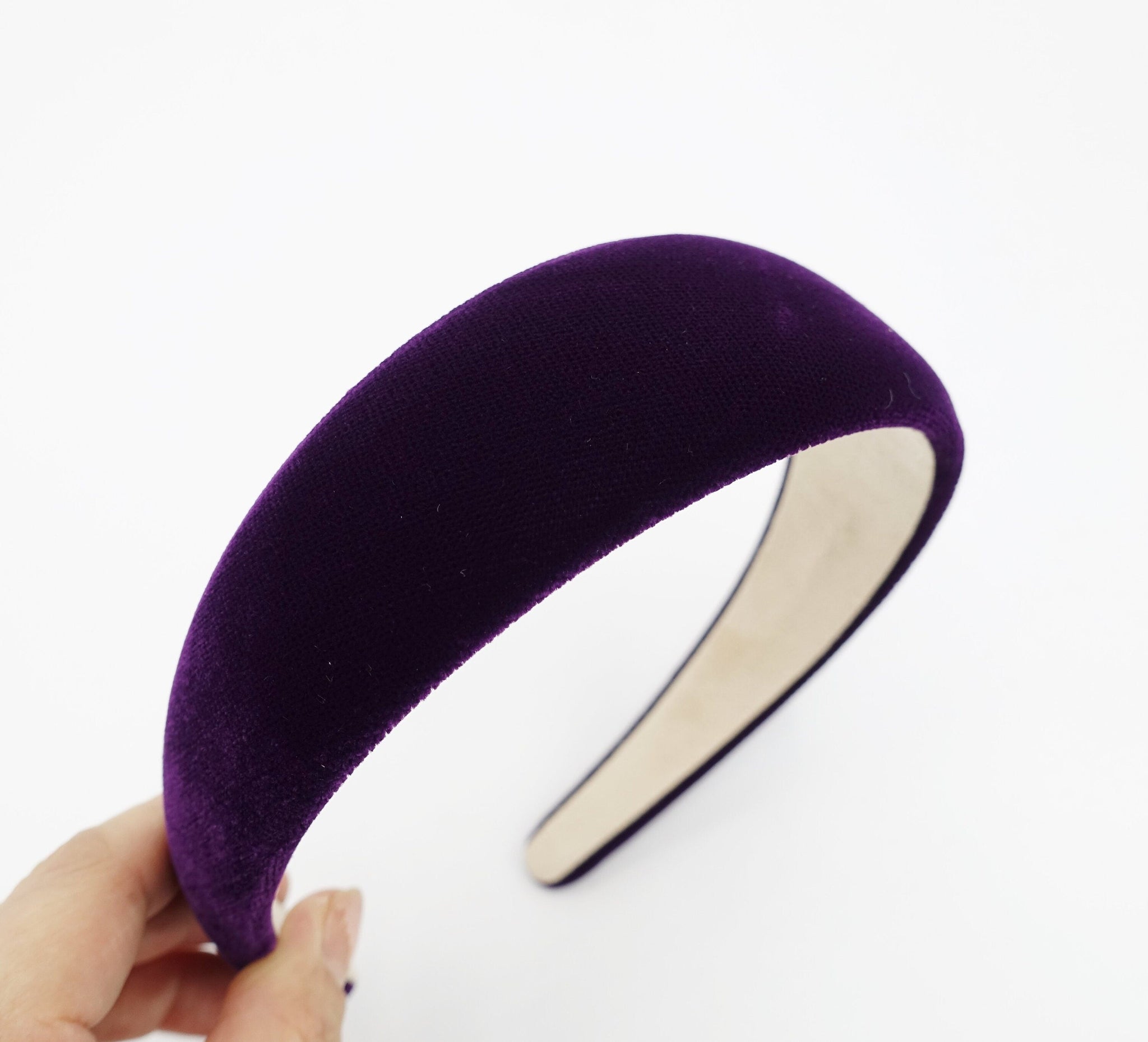 veryshine.com Headband Purple lightly padded velvet headband basic women hairband Fall Winter hair accessory