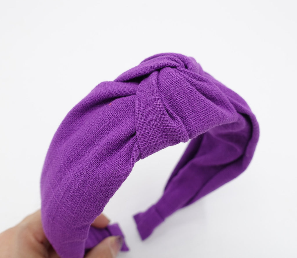veryshine.com Headband Purple linen blend fabric top knot headband basic style hairband women hair accessory