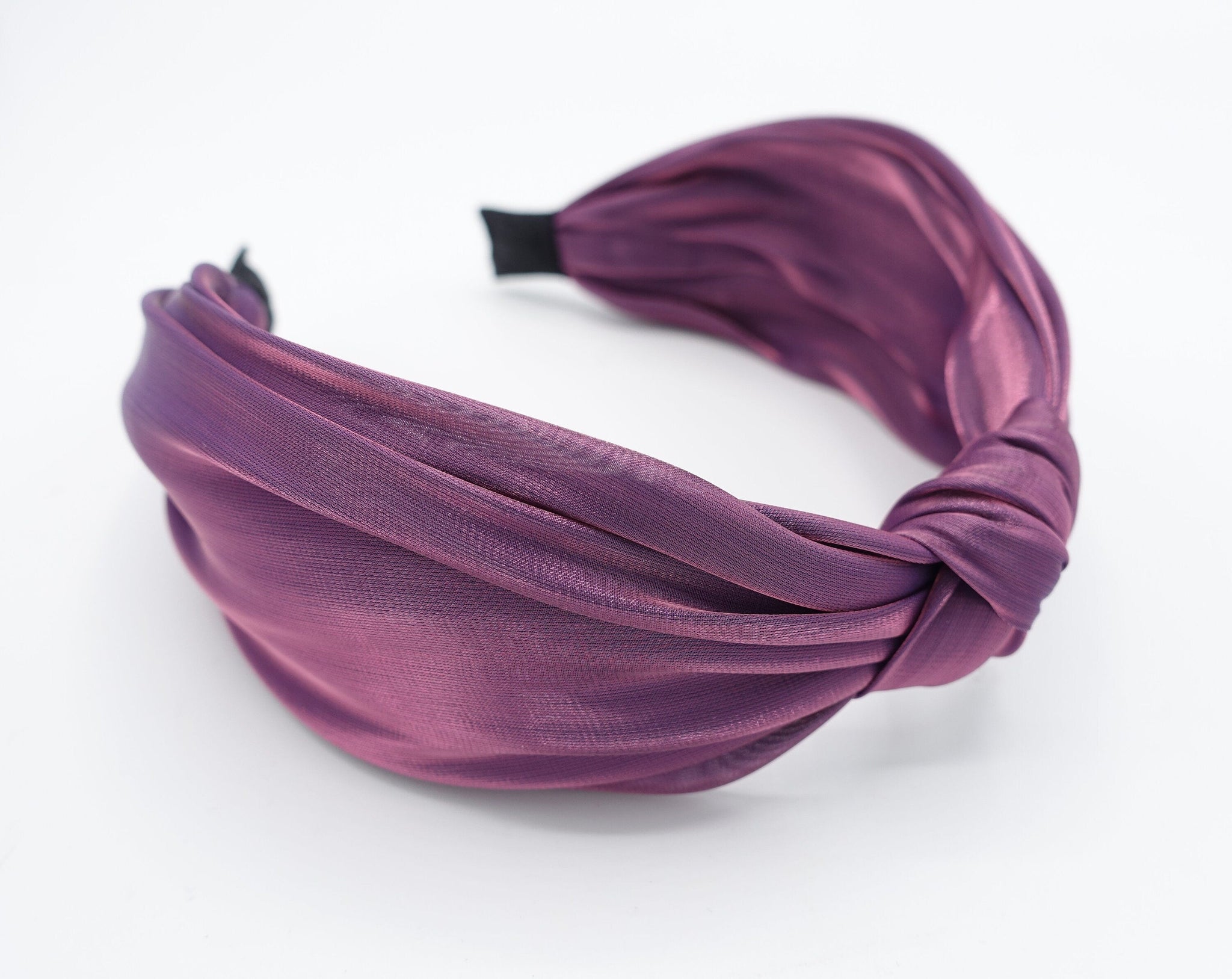 veryshine.com Headband Purple pink high glossy organza headband knotted hairband women hair accessory