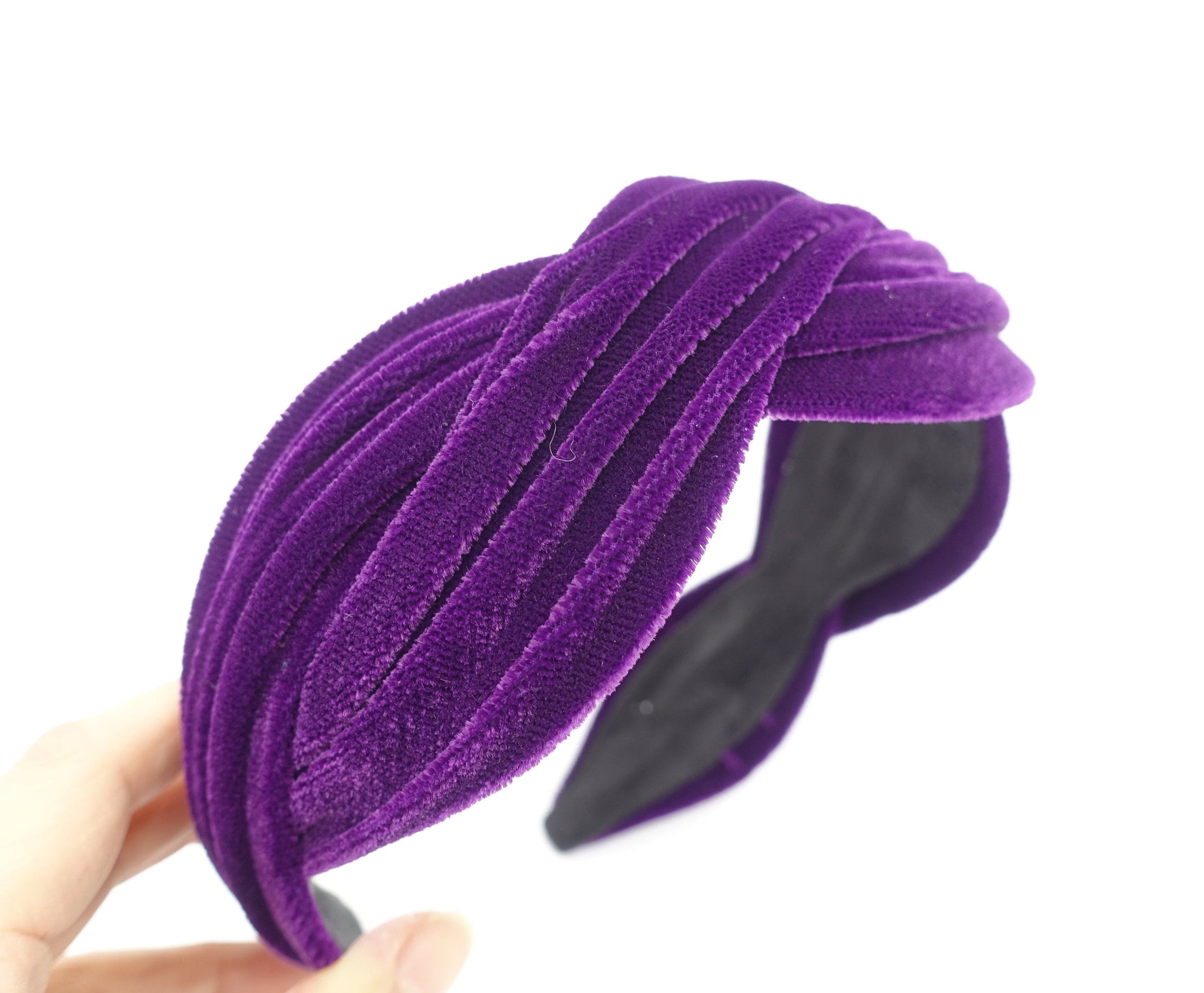veryshine.com Headband Purple velvet wave headband cross hairband for women