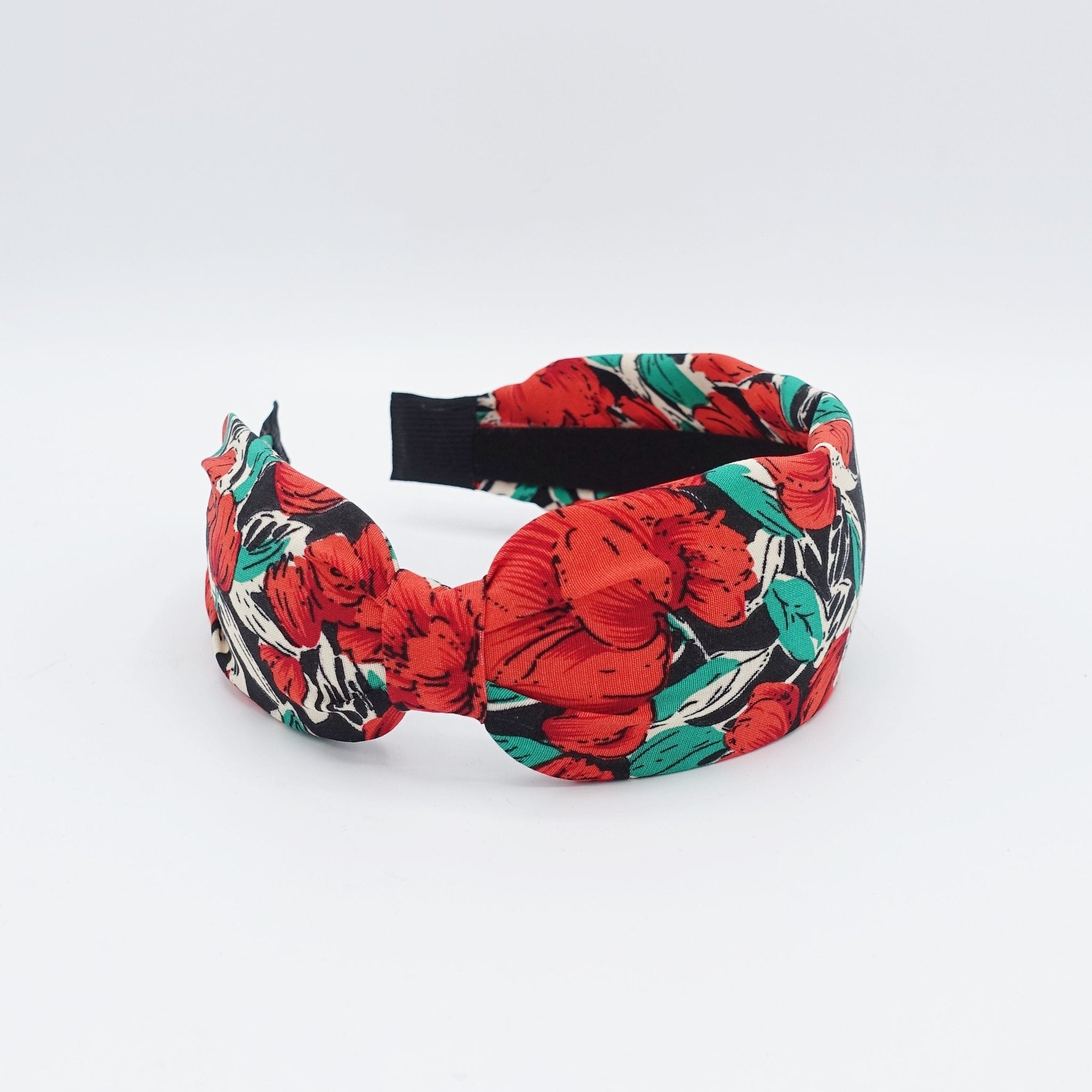 veryshine.com Headband Red big flower print headband side knot floral hairband hair accessory for women