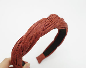 veryshine.com Headband Red brick suede cross 2 strand round braid headband Fall hair accessory for women