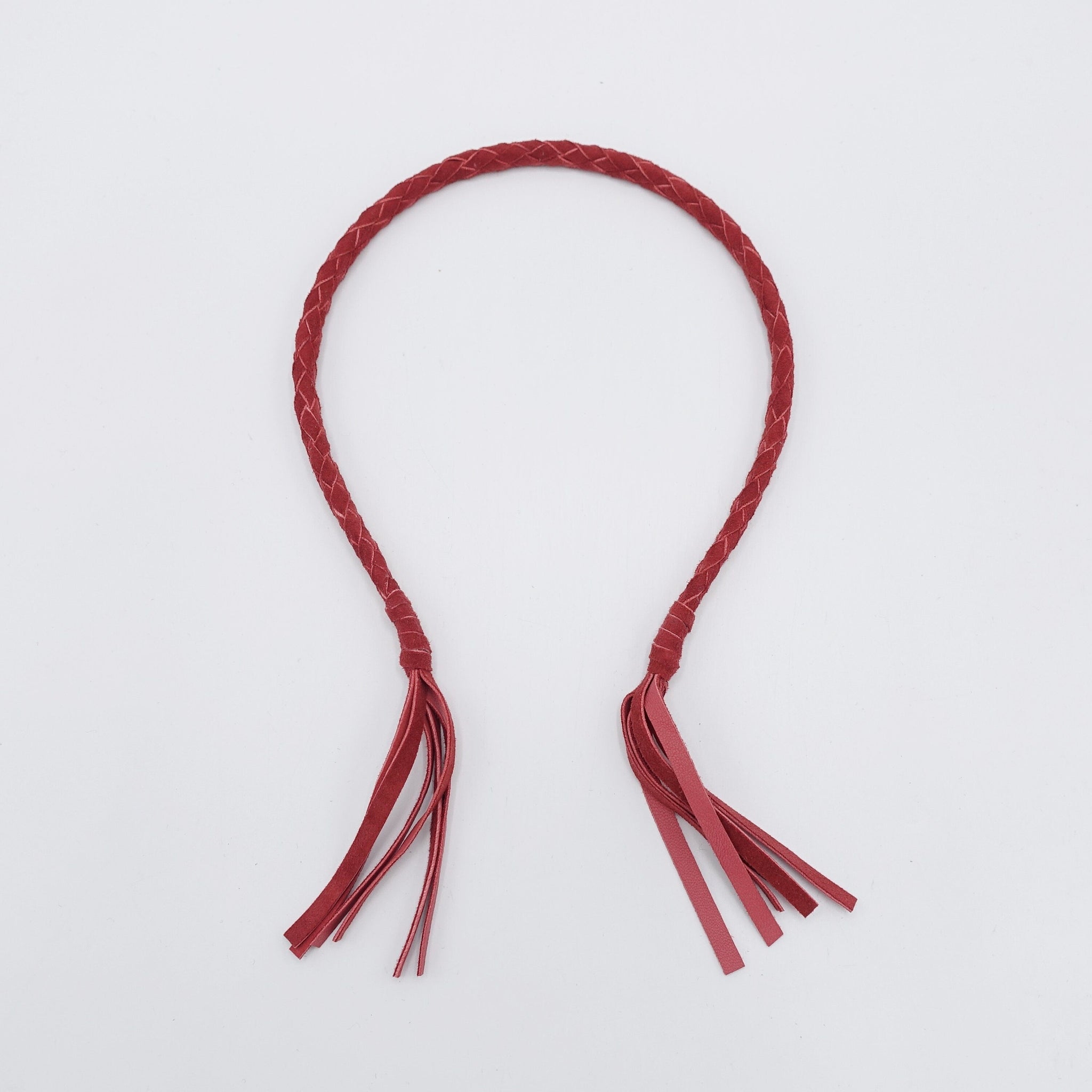 veryshine.com Headband Red brick suede headband, braided headband, tassel headband for women
