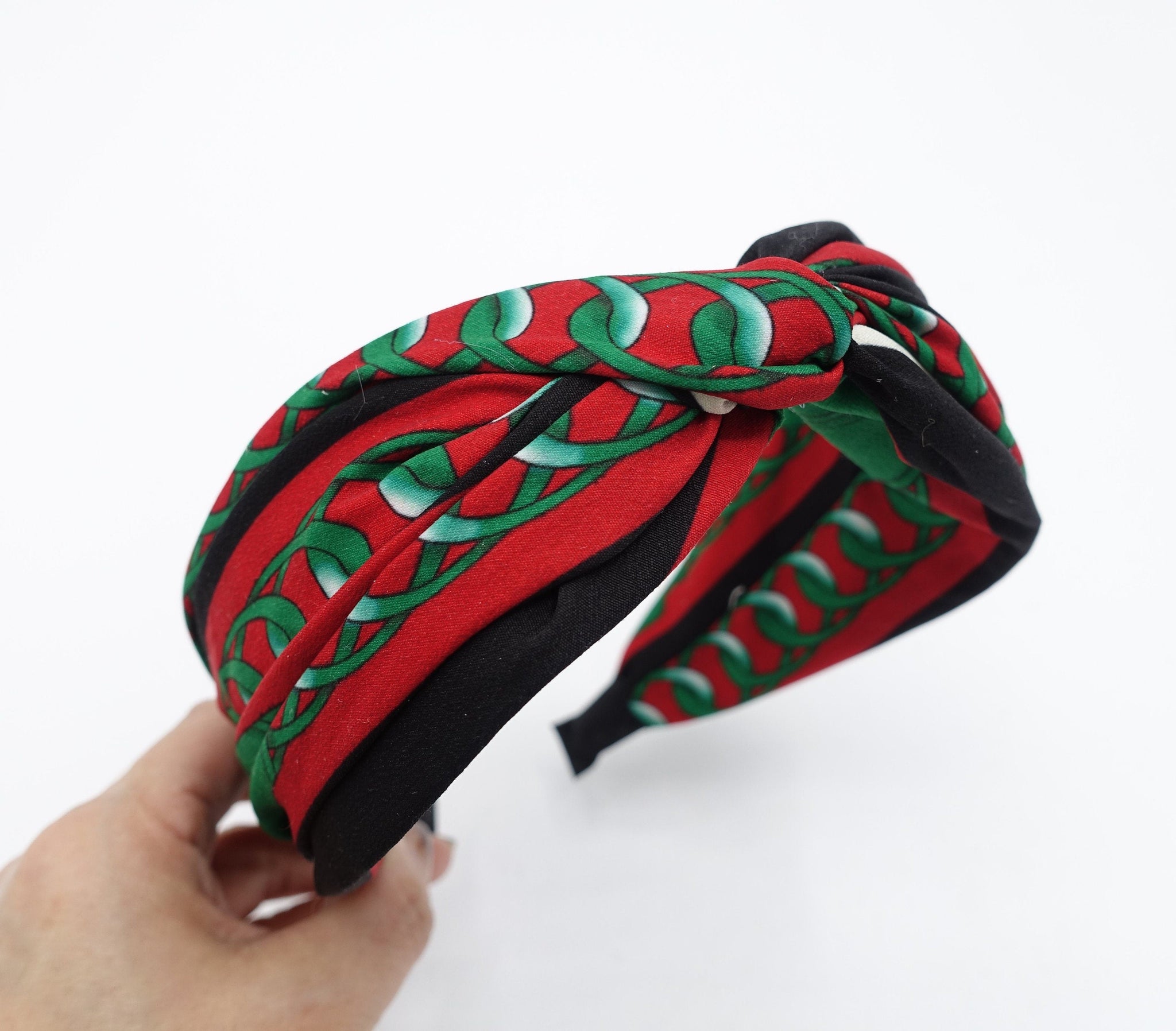 veryshine.com Headband Red chain belt print headband cross hairband for women