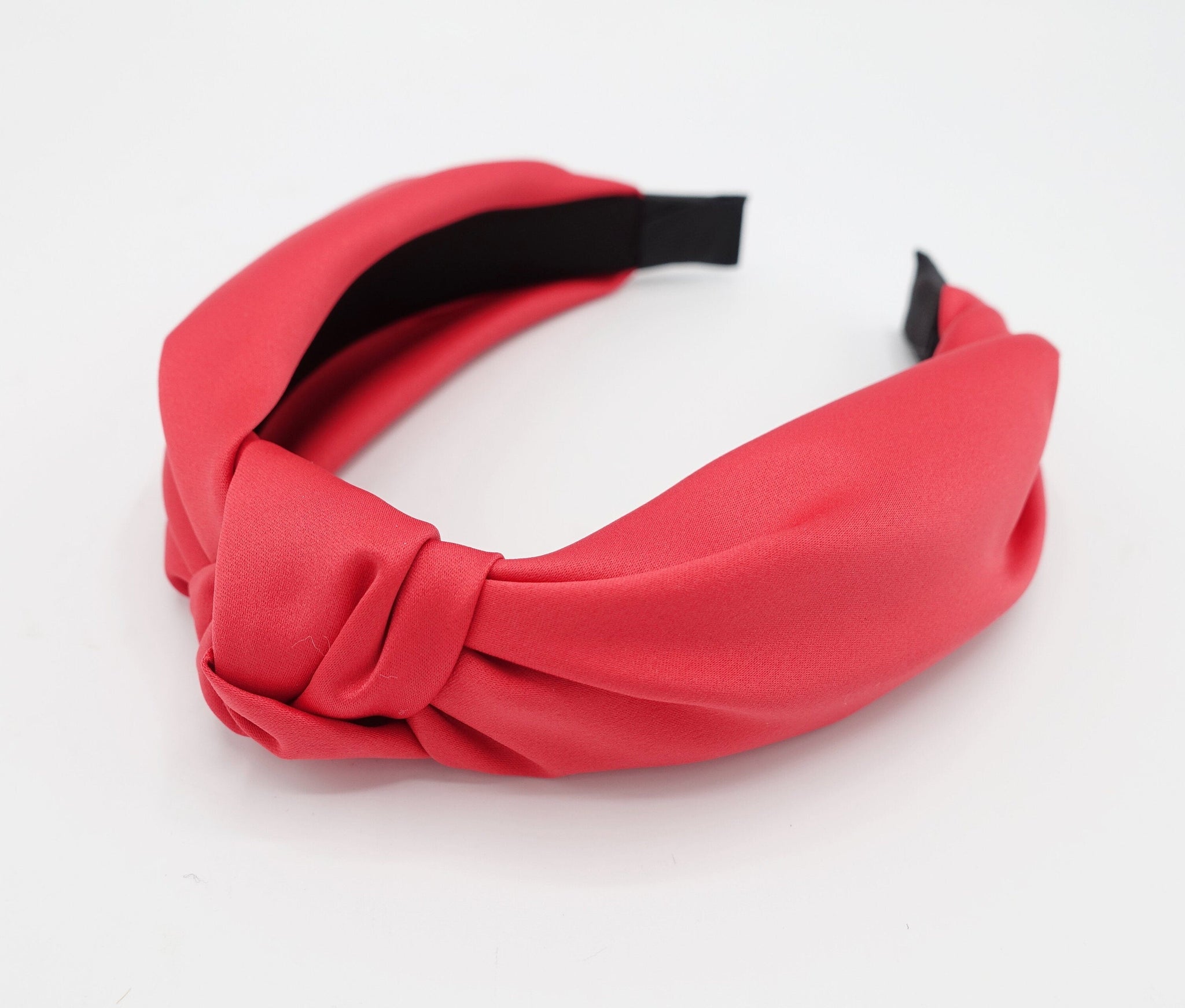 veryshine.com Headband Red glossy satin knot headband solid top knot hairband women hair accessory