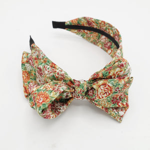 veryshine.com Headband Red green floral bow knot headband flower print hairband woman hair accessory