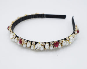veryshine.com Headband Red jewel pearl rhinestone beaded thin headband