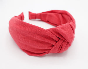 veryshine.com Headband Red orange linen blend fabric top knot headband basic style hairband women hair accessory