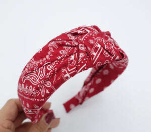 veryshine.com Headband Red paisley print bandana headband knotted casual hairband for woman