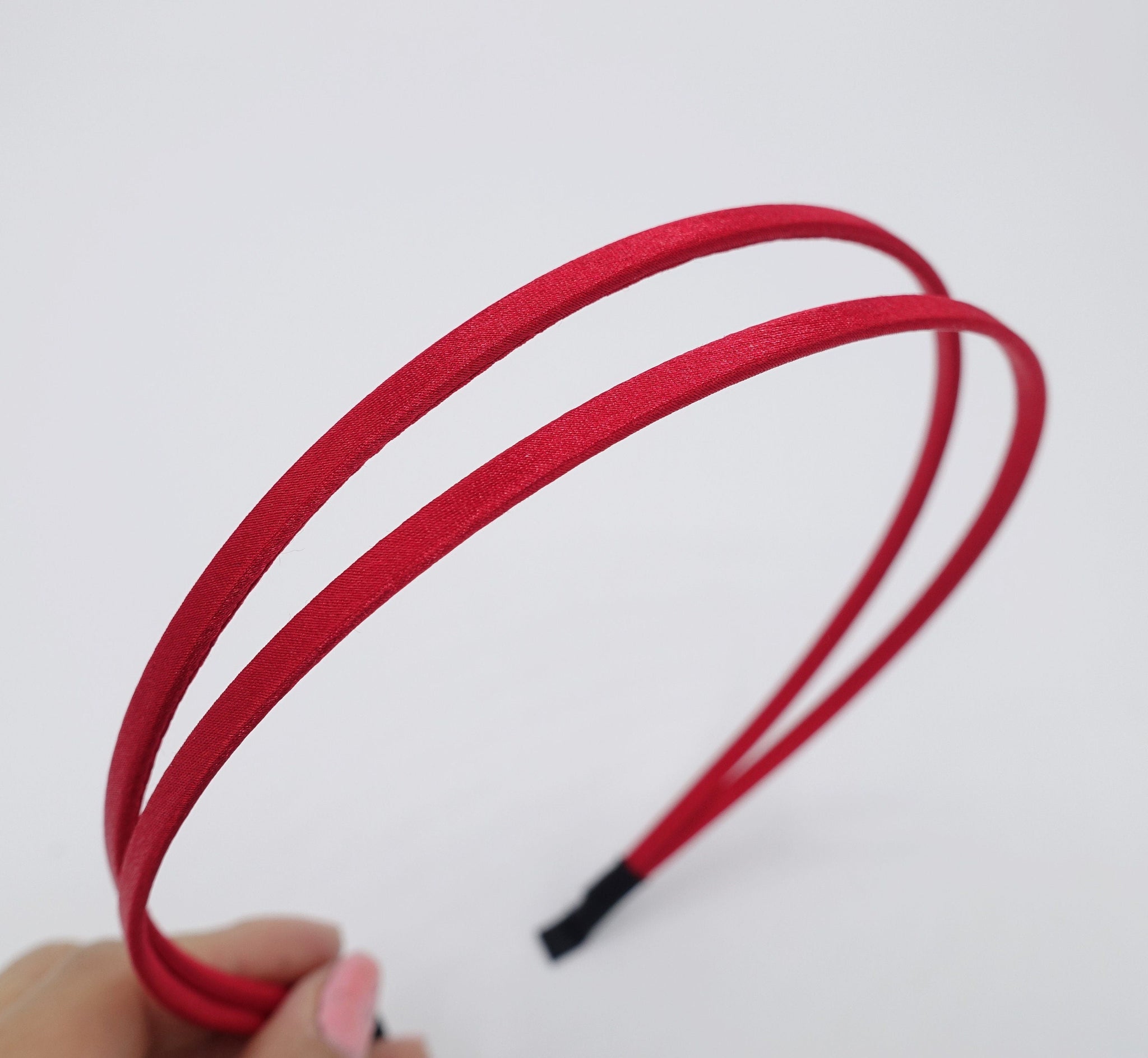 veryshine.com Headband Red satin double headband solid basic hair accessory for women