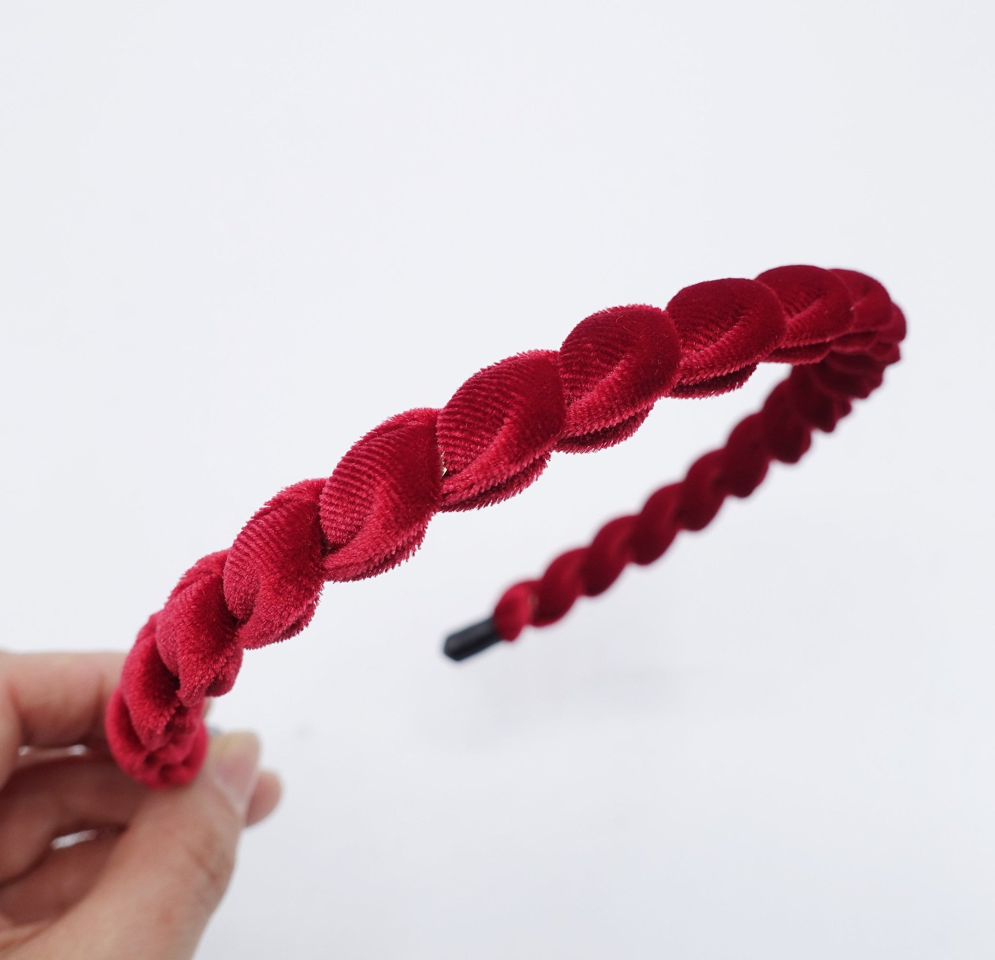 veryshine.com Headband Red velvet spiral wrap headband thin hairband women hair accessory