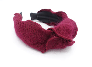 veryshine.com Headband Red wine angora top knot headband winter hair accessory for women