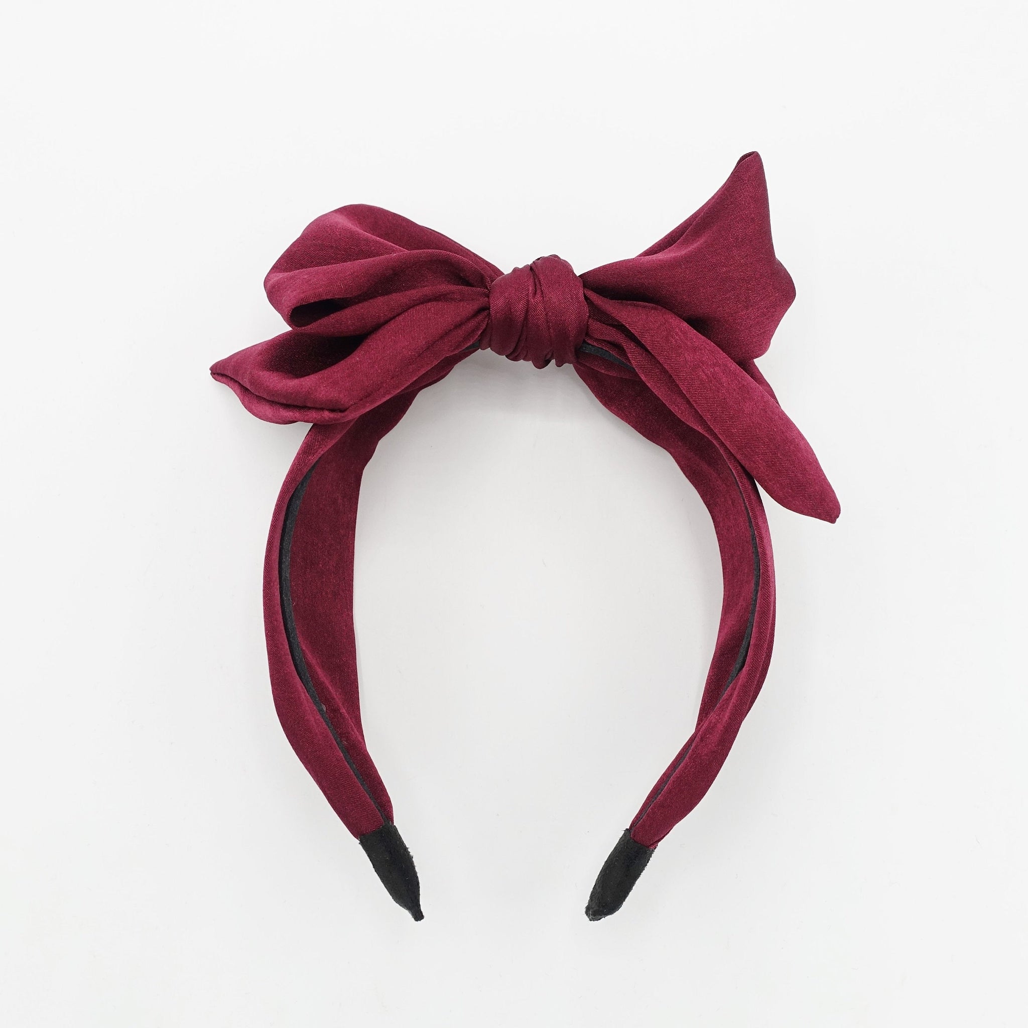 veryshine.com Headband Red wine big satin bow knot hairband fashion headband for women hair accessory