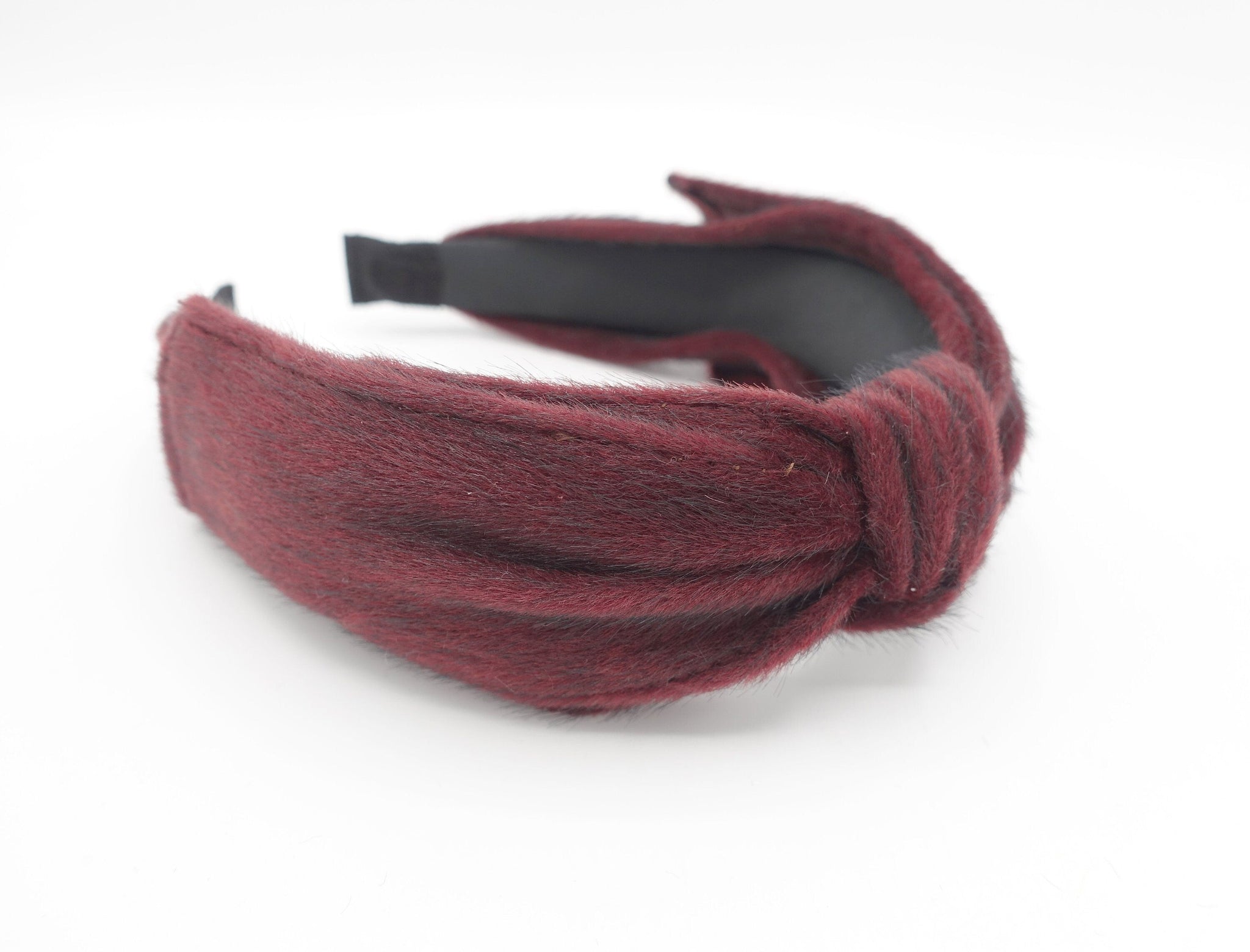 veryshine.com Headband Red wine fabric fur bow tie headband women hairband