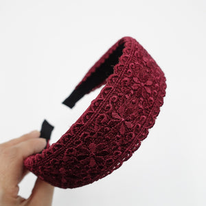 veryshine.com Headband Red wine floral lace headband simple basic hairband women hair accessories