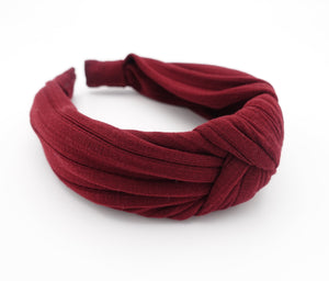 veryshine.com Headband Red wine solid corrugated fabric knot headband hairband women hair accessory