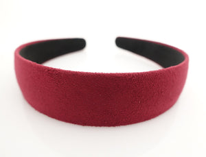 veryshine.com Headband Red wine solid suede fabric hairband medium width natural fashion headband