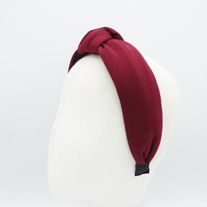 veryshine.com Headband Red wine solid thick fabric knotted headband simple basic practical hairband women hair accessory