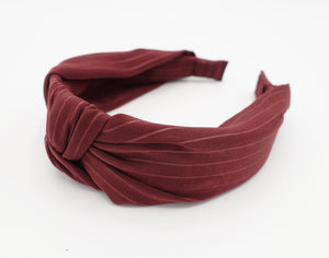 veryshine.com Headband Red wine stripe top knot headband Autumn hairband for women