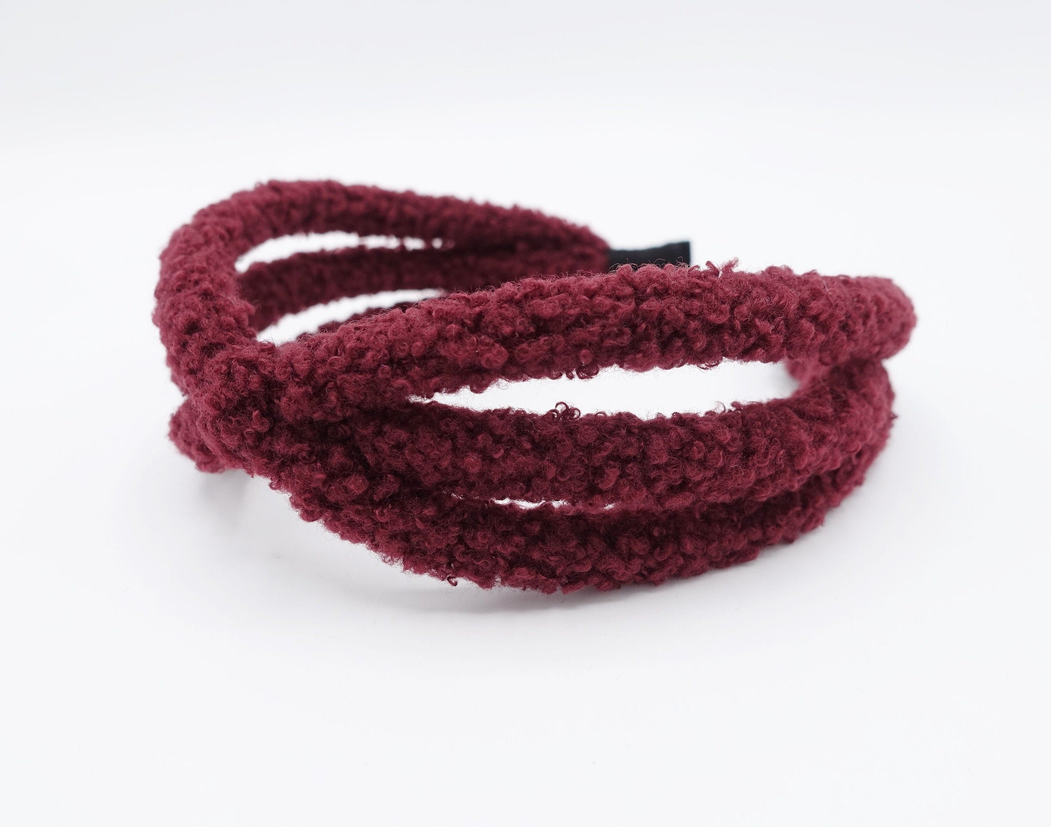 veryshine.com Headband Red wine teddy wrap headband triple strand hairband cute hair accessory for women