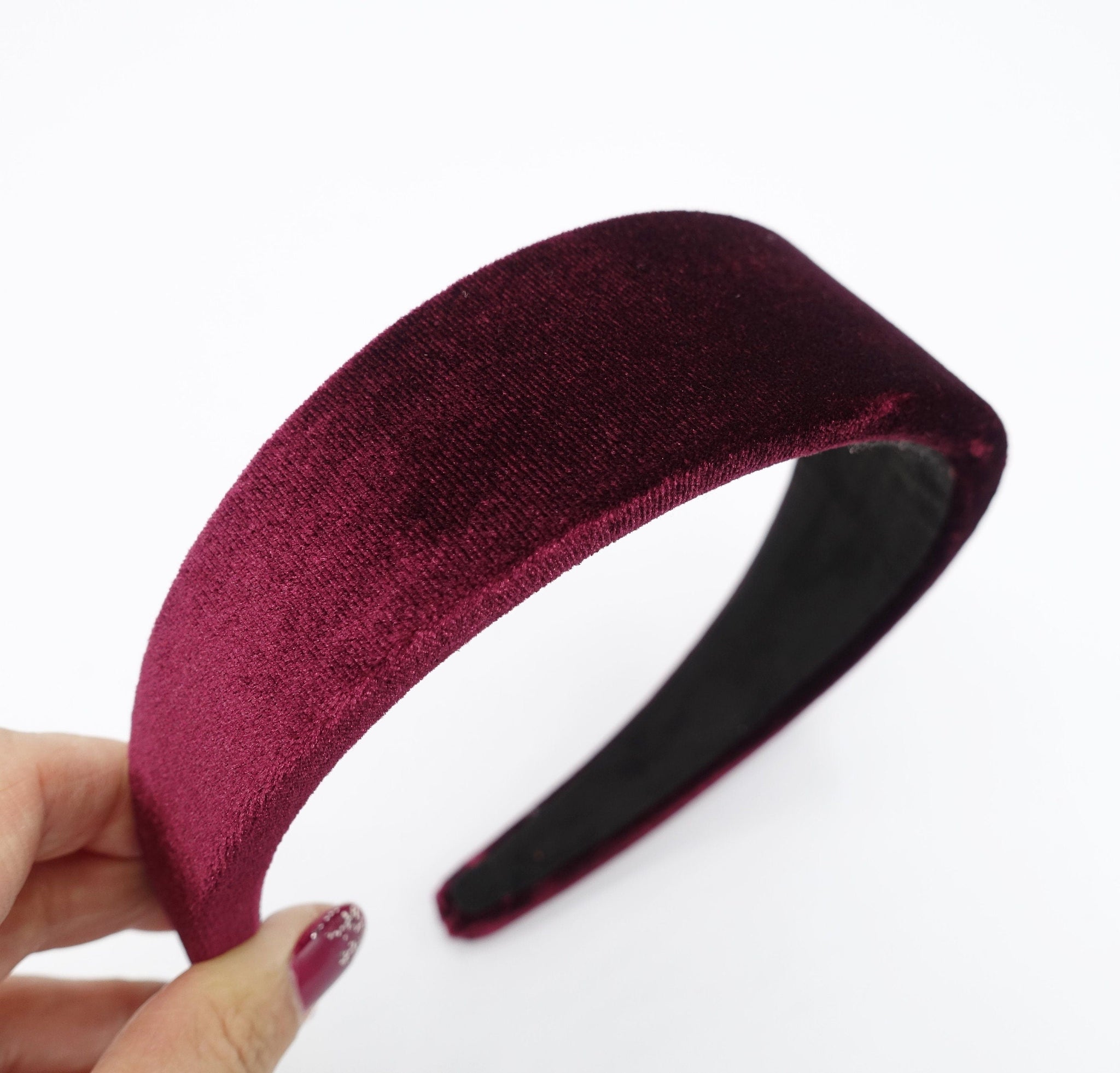 veryshine.com Headband Red wine velvet padded headband simple basic fashion hairband for women