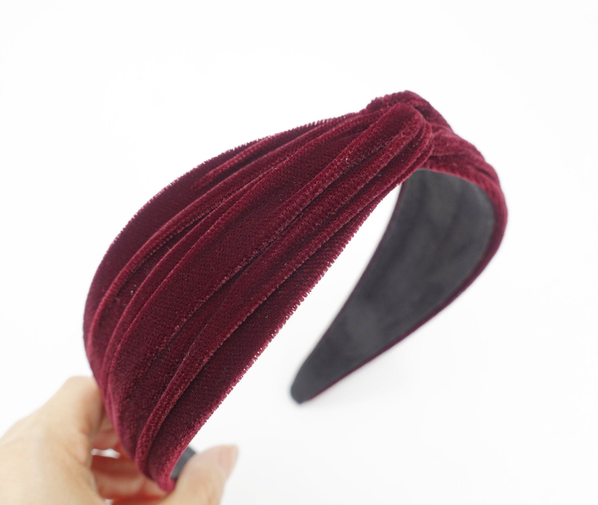 veryshine.com Headband Red wine velvet wave headband cross hairband for women