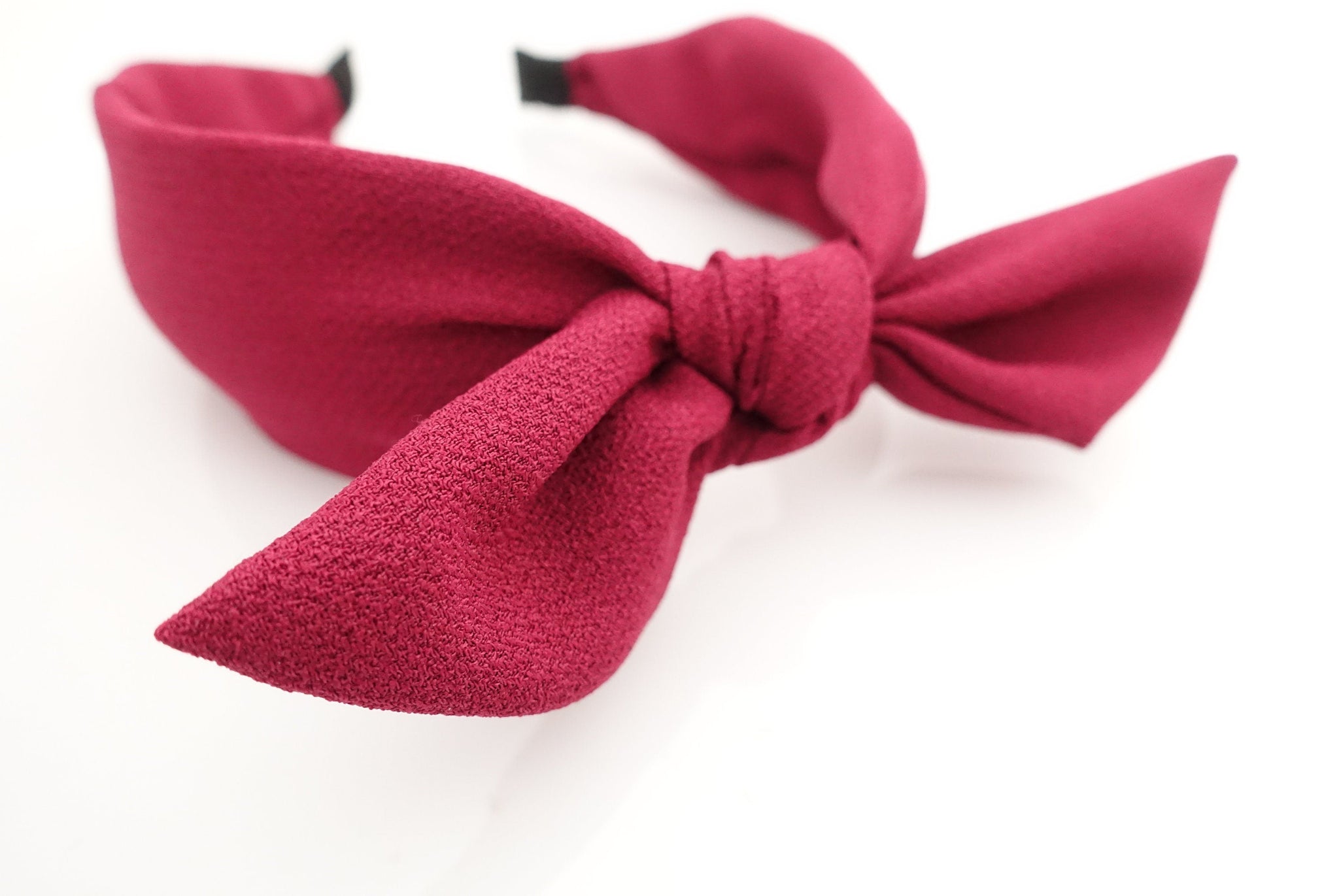veryshine.com Headband Red wine wired hair bow solid color headband casual adjustable bow hairband woman hair accessory