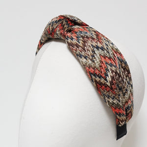 veryshine.com Headband Red wine zig zag stripe headband knot knit hairband stylish woman hair accessory