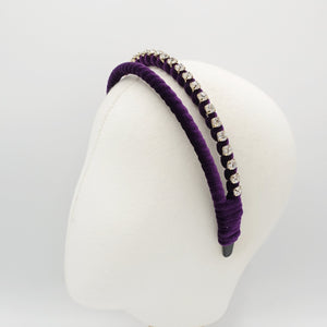 veryshine.com Headband rhinestone embellished double headband velvet wrap hairband stylish women hair accessory