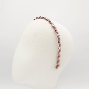 veryshine.com Headband rhinestone embellished velvet headband thin wave hairband women hair accessory