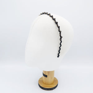 veryshine.com Headband rhinestone embellished wave satin wrap headband thin hairband women hair accessory