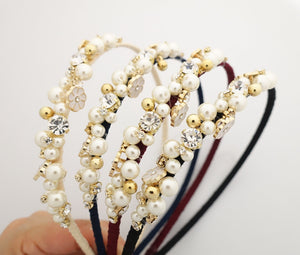 veryshine.com Headband rhinestone pearl beaded headband thin decorated elegant fashion hairband