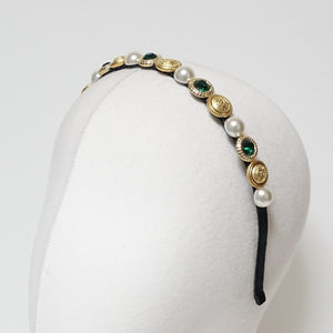 veryshine.com Headband rhinestone pearl decorated headband embellished thin hairband woman hair accessory