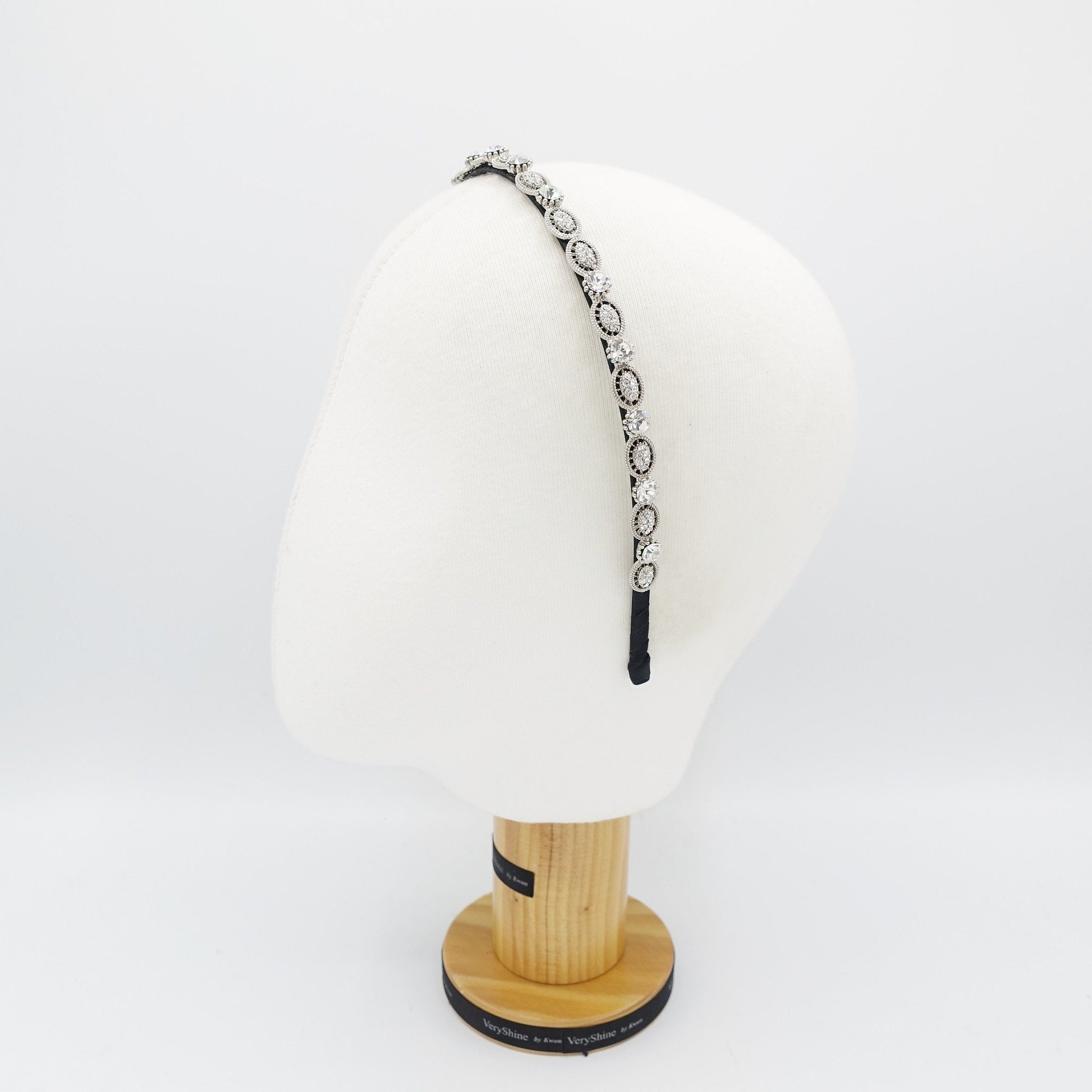 veryshine.com Headband rhinestone ribbon bow ellipse embellished headband thin crystal hairband bling women hair accessory