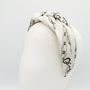 veryshine.com Headband satin chain print headband front satin cross twist hairband luxury hair accessory for women
