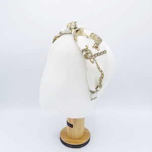 veryshine.com Headband satin chain strap print knotted headband