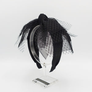 veryshine.com Headband satin headband black mesh tulle hair bow voluminous veil bow knot headband fascinator hair accessory for women